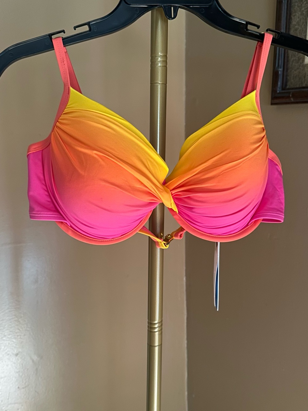 Bleu Rod Beattie Ombre Pink Orange Yellow Underwire Bikini Top